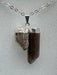 Smoky Quartz Double Natural Point Pendant on high quality Silver plated chain