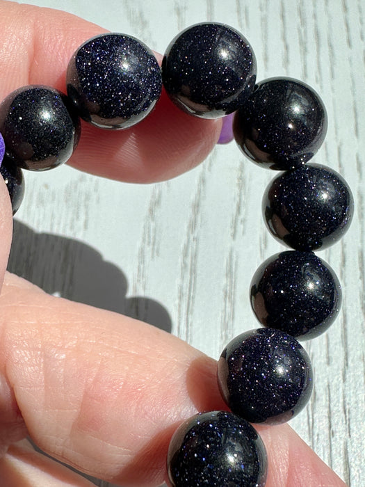 Blue Goldstone Bead Bracelet 
