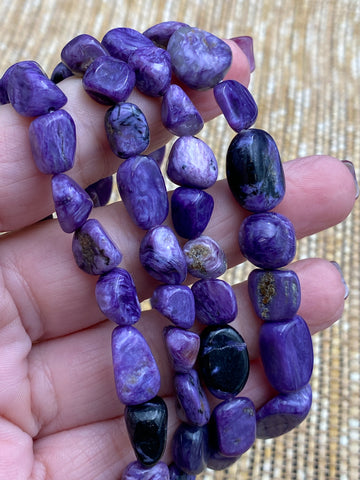 Charoite Bead Bracelet - Rustic shape