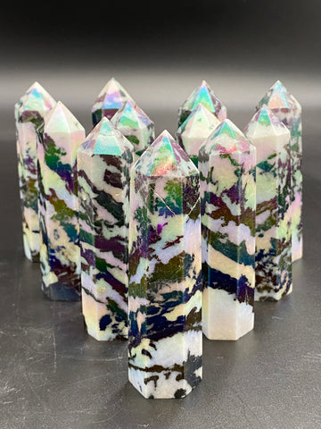 Aura Zebra Jasper Point Crystal