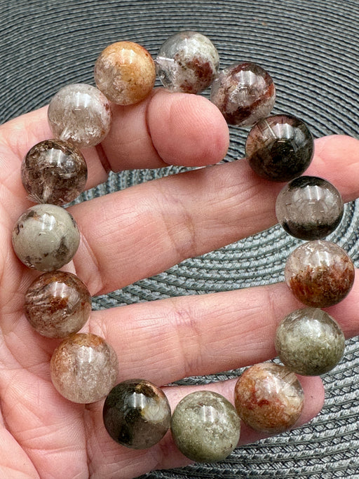 Garden Quartz Lodolite Crystal Bead Bracelet