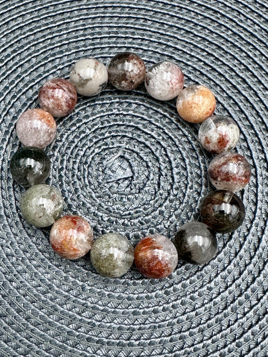 Garden Quartz Lodolite Crystal Bead Bracelet