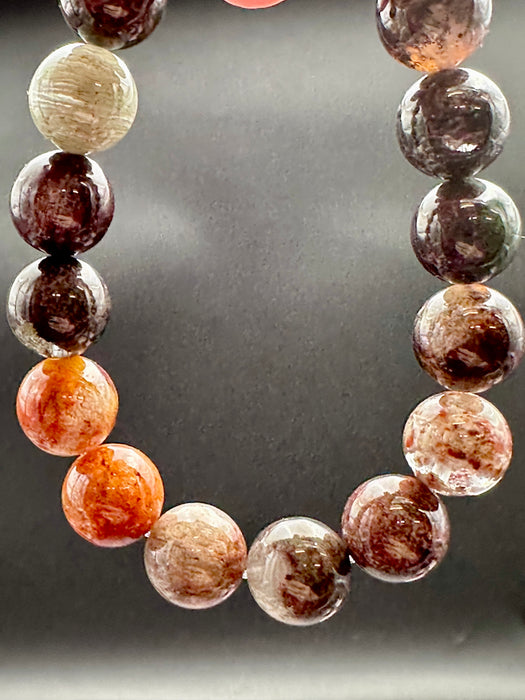 Garden Quartz Lodolite Crystal Bead Bracelet