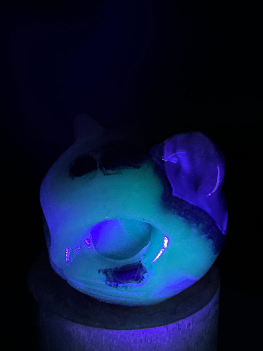 Volcanic Agate Cat Head with UV reaction