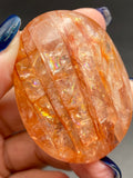 Fire Quartz Crystal Palm Stone