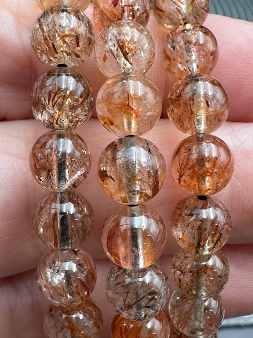 Rich Red/Copper Rutile Bead Bracelet 