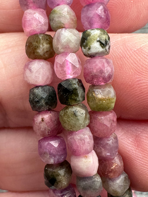 Faceted "Watermelon" Tourmaline 4mm bracelet 