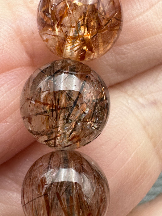 Stunning Red/Copper/Black Rutile Bead Bracelet