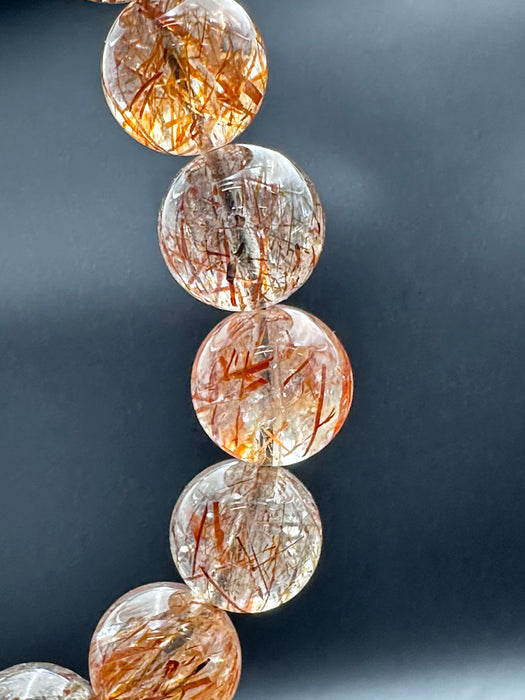 Stunning Red/Copper/Black Rutile Bead Bracelet