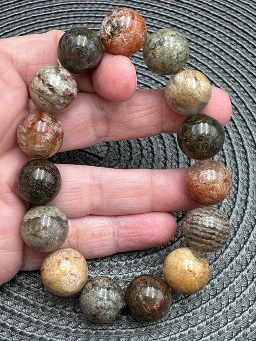 Garden Quartz (Scenic Lodolite) Bead Bracelet - Various Sizes