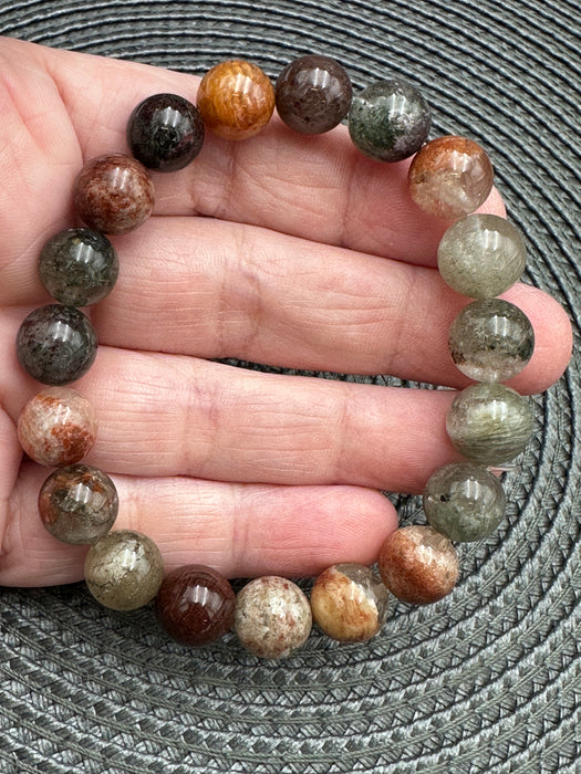 Garden Quartz (Scenic Lodolite) Bead Bracelet - Various Sizes