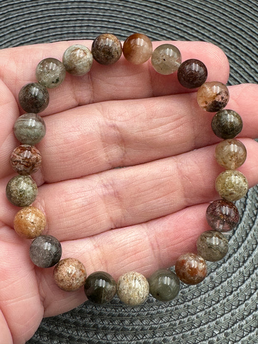 Garden Quartz (Scenic Lodolite) Bead Bracelet - Various Sizes