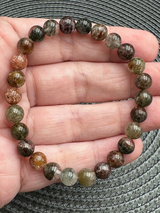 Garden Quartz (Scenic Lodolite) Bead Bracelet - Various Sizes