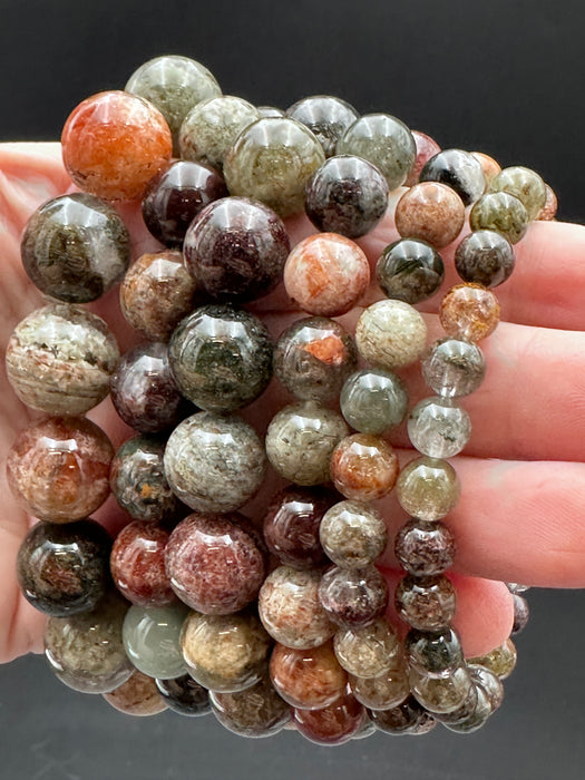 Garden Quartz (Scenic Lodolite) Bead Bracelet - Various Sizes