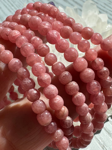 Rhodochrosite Crystal Bead Bracelet