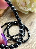 Black Obsidian Crystal Bead Faceted Bracelet