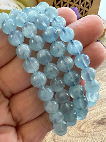 Aquamarine Crystal Bead Bracelet