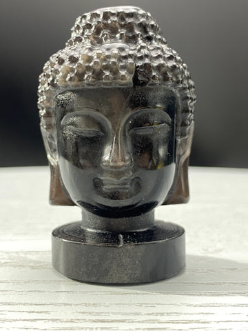 Silver Sheen Obsidian Crystal Buddha Head