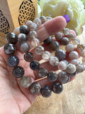 Black Flower Agate Crystal Bead Bracelet