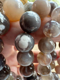 Black Flower Agate Crystal Bead Bracelet