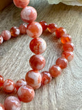 Carnelian Flower Agate Crystal Bead Bracelet