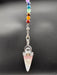 Rose Quartz Pendulum on silver coloured chain with chakra beads