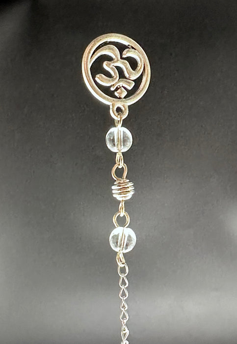Rose Quartz Pendulum on silver coloured chain with chakra beads