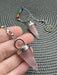 Rose Quartz Pendulum on silver coloured chain with chakra beads