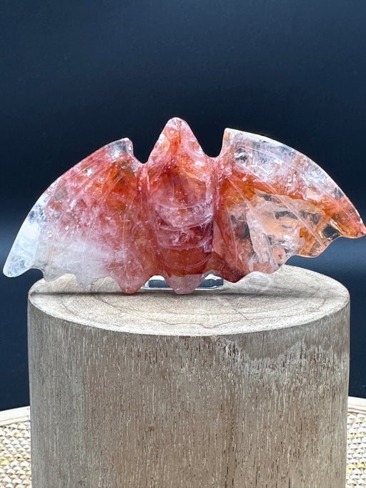 Fire Quartz Crystal Bat with Rainbows