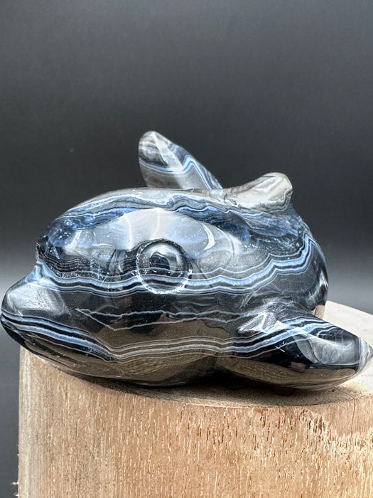 Black Agate Crystal Whale Carving