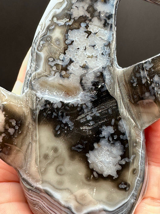 Black Agate Crystal Whale Carving