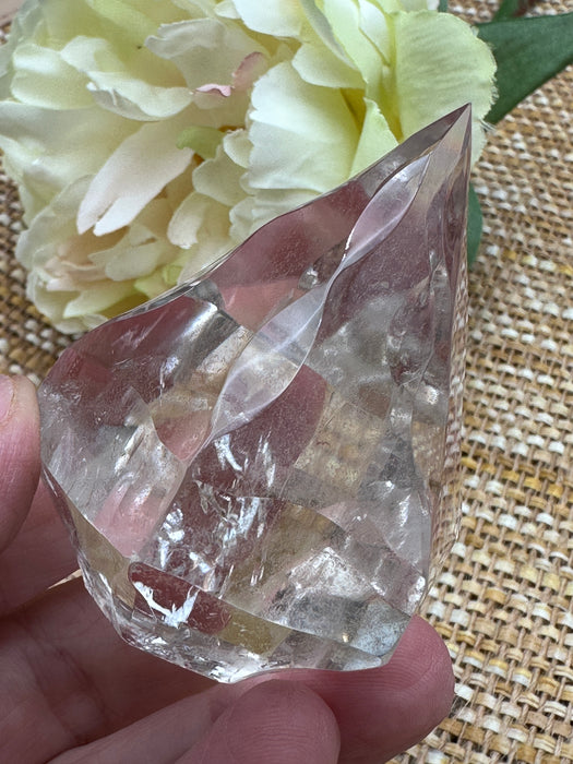 Light Smoky Quartz Tall Hand Carved Diamond