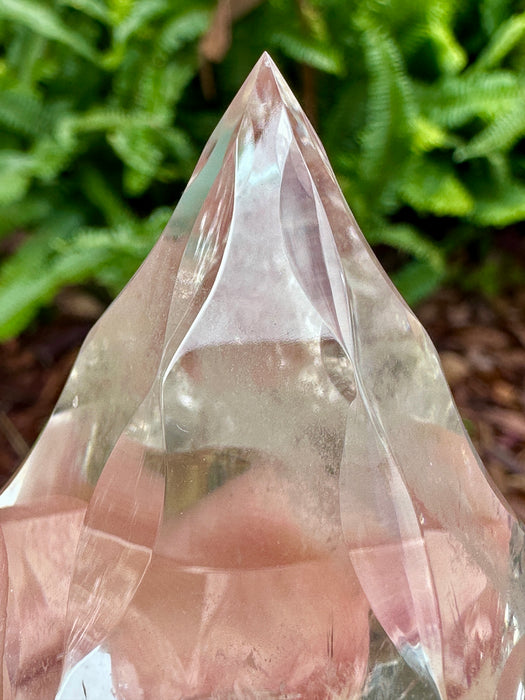 Light Smoky Quartz Tall Hand Carved Diamond