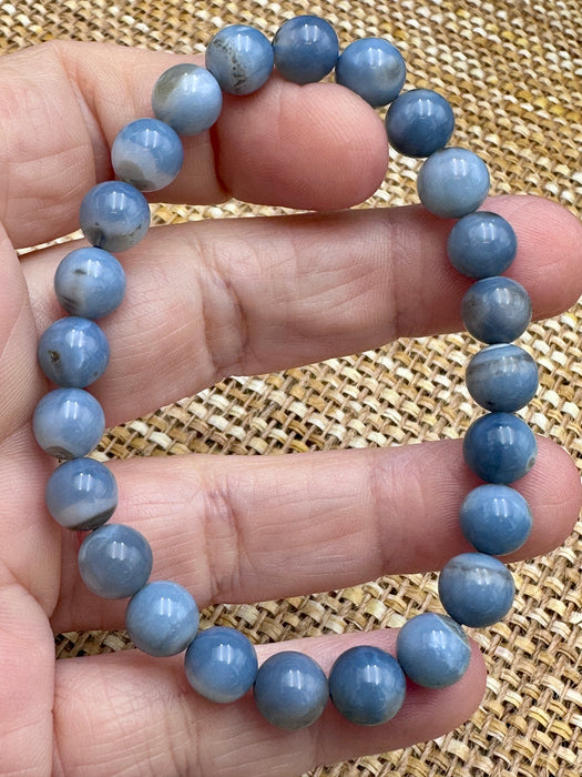 Storm Line Agate Bracelet (Banded Blue Chalcedony)