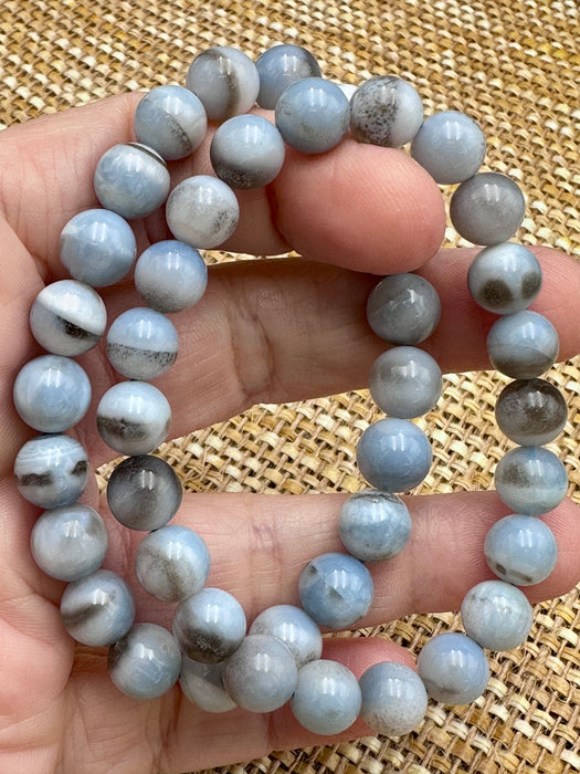 Storm Line Agate Bracelet (Banded Blue Chalcedony)