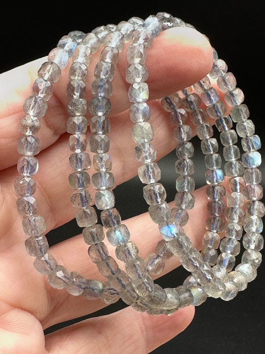 Flashy Labradorite Faceted Bead Bracelet - 5mm