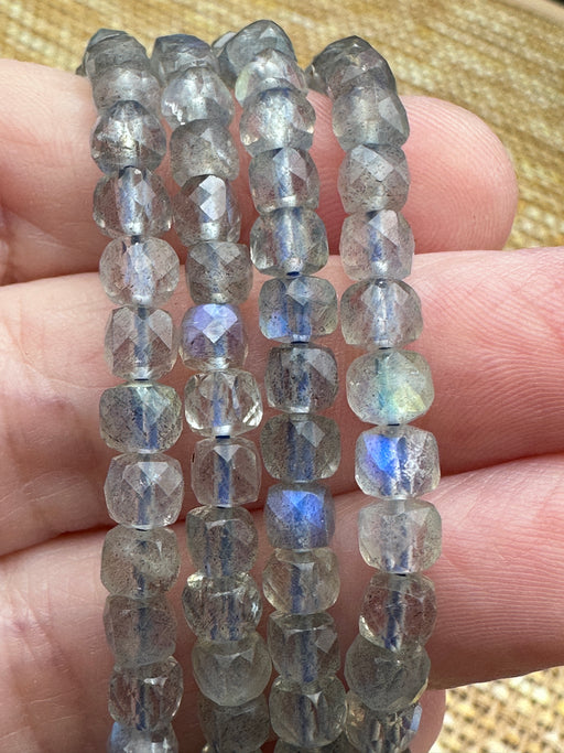 Flashy Labradorite Faceted Bead Bracelet - 5mm