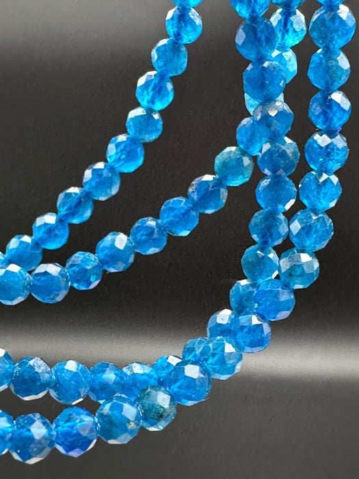 Blue Apatite Sparkling Faceted Bead Bracelet - 4mm