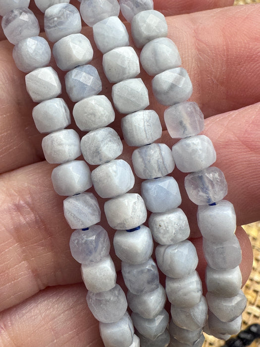Blue Lace Agate Faceted Bead Bracelet