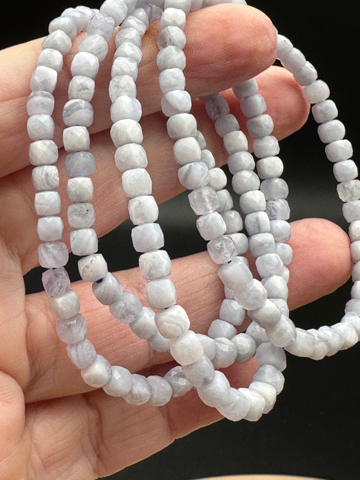 Blue Lace Agate Faceted Bead Bracelet