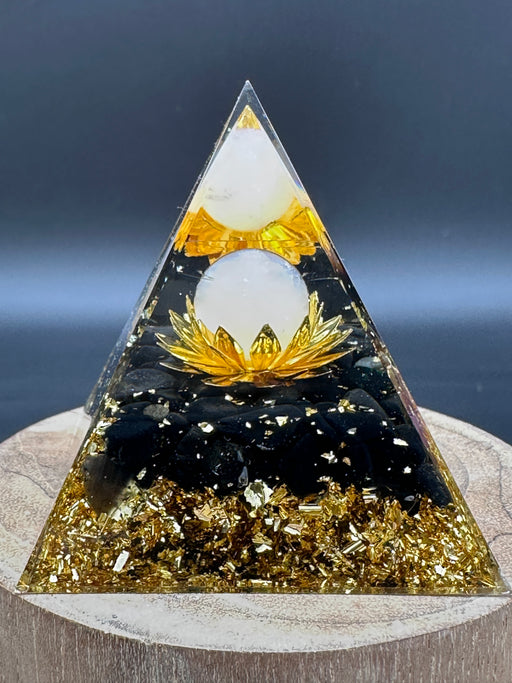 Rose Quartz Black Obsidian Orgonite Pyramid Crystal