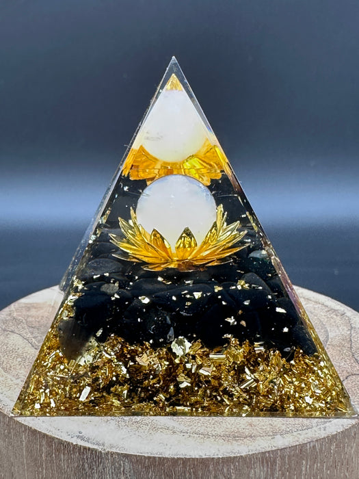 Rose Quartz Black Obsidian Orgonite Pyramid Crystal