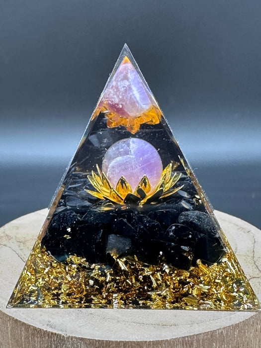 Amethyst Sphere Black Obsidian Orgonite Pyramid Crystal