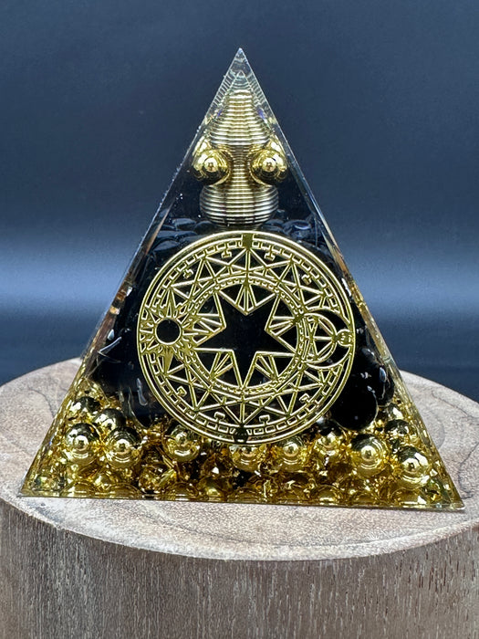 Black Obsidian Orgonite Pyramid Crystal