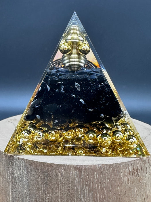 Black Obsidian Orgonite Pyramid Crystal