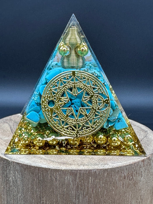 Blue Turquoise Orgonite Pyramid Crystals