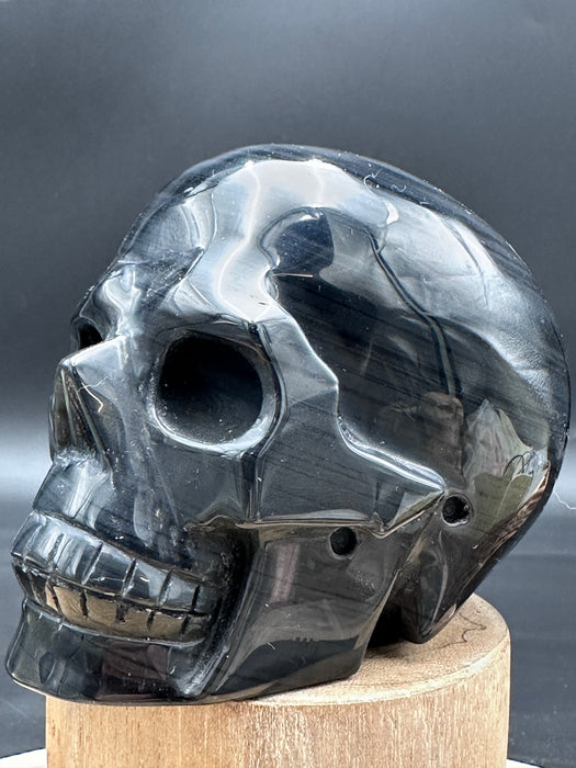 Grey Banded Obsidian Skull - 1.1kg