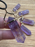 Gold Plated Amethyst Crystal Double Terminated Pendant Necklace