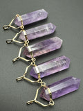 Gold Plated Amethyst Crystal Double Terminated Pendant Necklace