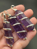 Amethyst Pendant Crystal Silver Gold Plated Necklace Double Terminated